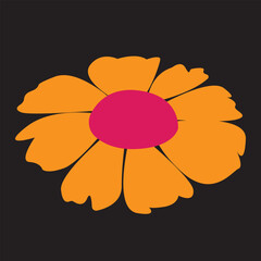 Orannge hand drawn daisy isolated on black background