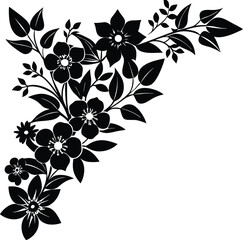 lower right floral shadow corner with blossom acce