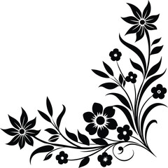 minimalist floral corner silhouette with smooth cu