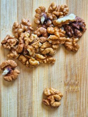 walnuts on a wooden table