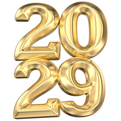 Number Gold Fore New Year 3D Render