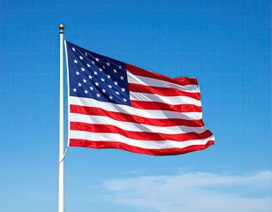 American flag waving in the sky