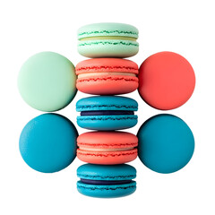 Obraz premium Stacked colorful macarons on dark background
