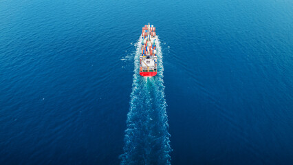  Stern Cargo Container ship the ocean ship carrying container and running for import export concept...