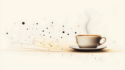 Enjoy a steaming cup of coffee, featuring an artistic and elegant design.