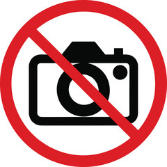 Prohibited Photography Sign with Camera Icon