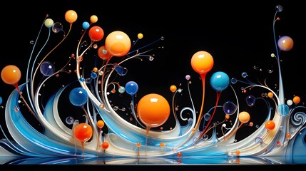 Eye-catching abstract art with colorful orbs and fluid, dynamic shapes.