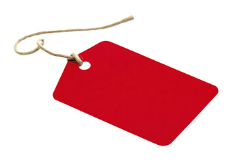 Red tag isolated on transparent background Png.