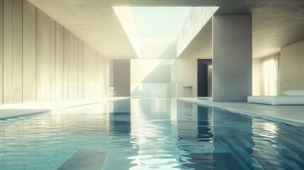 
Minimalist Resort Swimming Pool: Tranquil Blue Water, Sun-Drenched Luxury