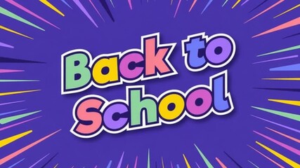 Vibrant Back to School Illustration with Colorful Abstract Burst Design on Purple Background