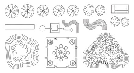 Landscape architecture plan elements for design projects