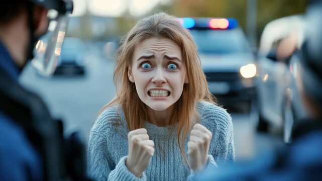 Intense confrontation with police during a tense street incident