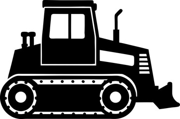 Heavy Duty Bulldozer Side View Isolated on White Background