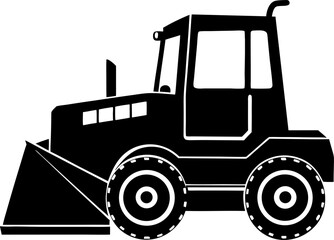 Modern Bulldozer with Steel Tracks Isolated on White Background