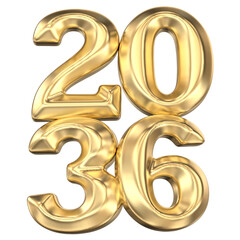 Number Gold Fore New Year 3D Render