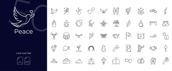 Peace Line Editable Icons set. Vector illustration in modern thin line style of Peace icons: peace, dove, harmony, etc