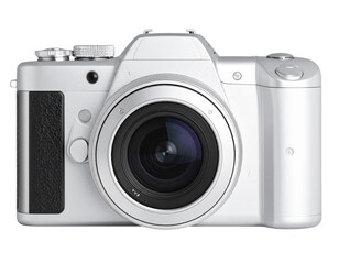 Silver camera lens professional photography equipment