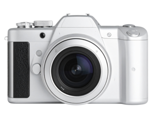 Silver camera lens professional photography equipment