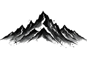 Black Ink Mountain Silhouette