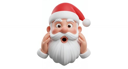 Cartoon santa claus head with surprise expression