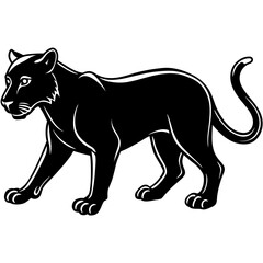 Obraz premium Majestic black panther walking gracefully in silhouette style