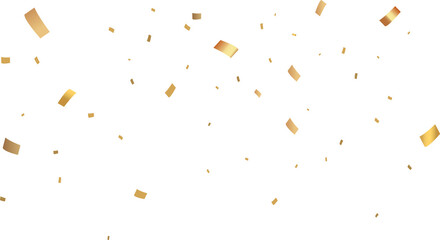 Falling gold confetti background. PNG illustration of festive confetti