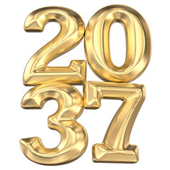 Number Gold Fore New Year 3D Render