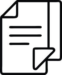 Document icon with folded corner in outline style for UI designs