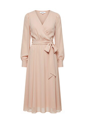 Elegant Blush Pink Wrap Dress