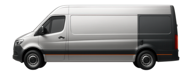 Panel van with smooth sides and rear barn doors opening 180 degrees