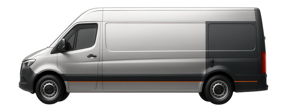 Panel van with smooth sides and rear barn doors opening 180 degrees