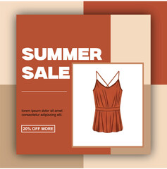 Modern and stylish summer sale social media post template with fashion illustration.