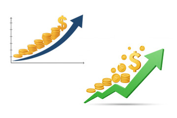 Climbing profits are demonstrated with this money and arrow symbol, suitable for financial reports and marketing.