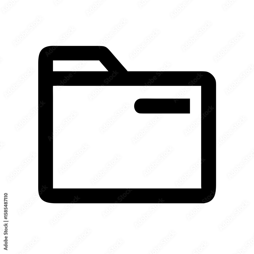 Poster minimal black outline folder icon is ideal for file management websites, digital organization blogs,