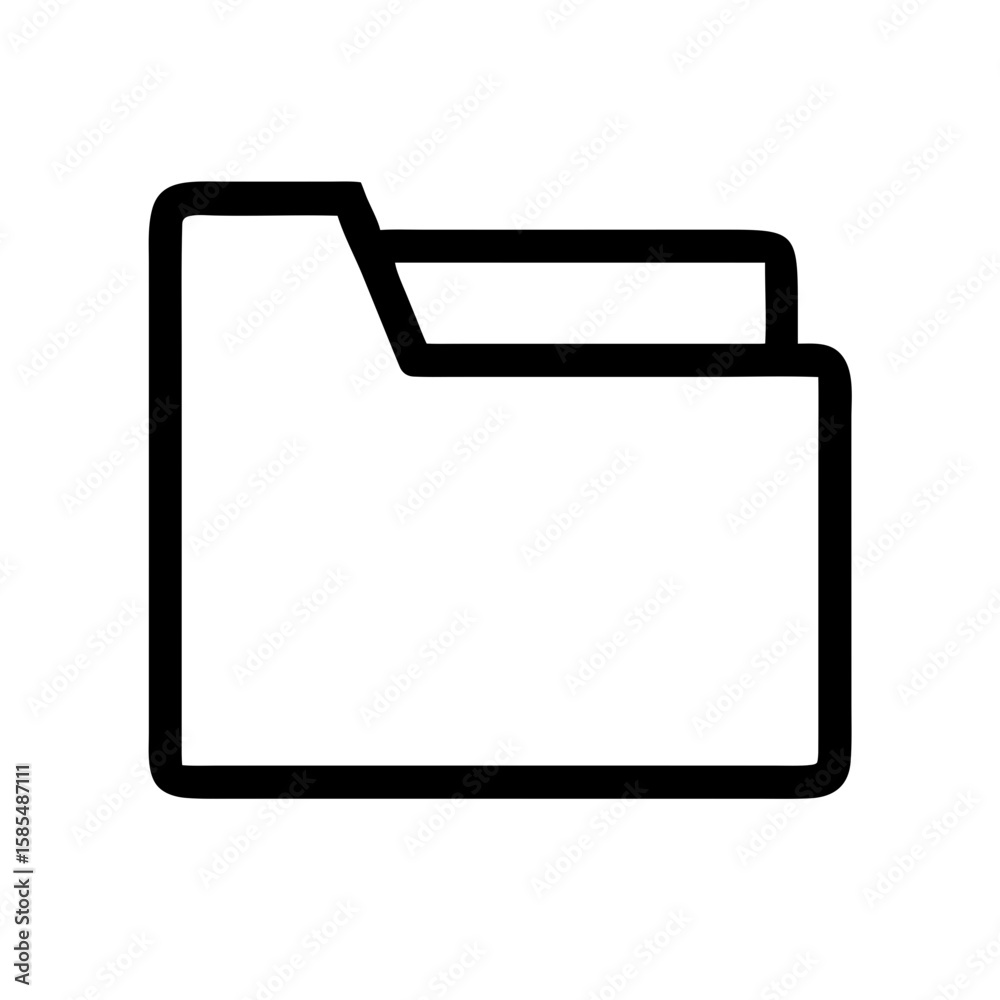 Poster minimal black outline folder icon is ideal for file management websites, digital organization blogs,