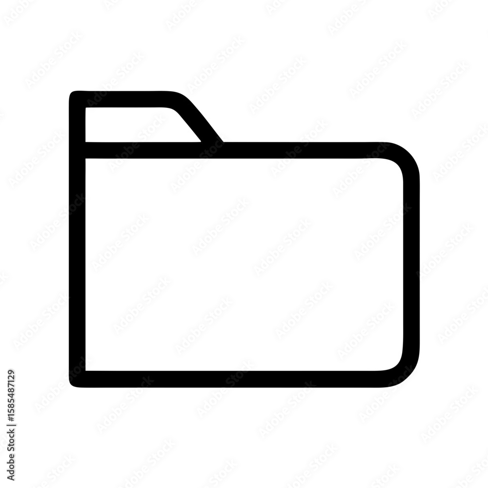 Poster minimal black outline folder icon is ideal for file management websites, digital organization blogs,