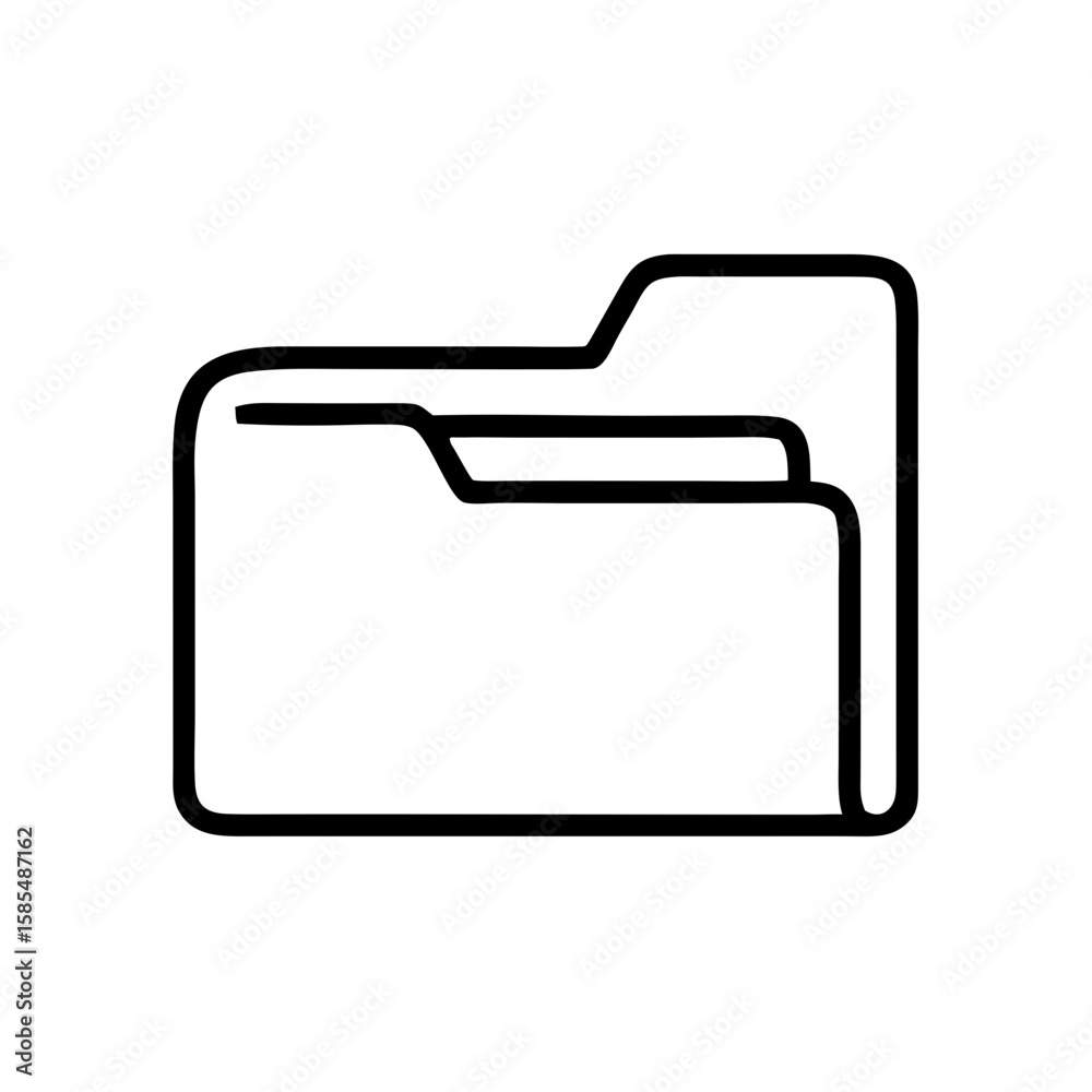 Poster minimal black outline folder icon is ideal for file management websites, digital organization blogs,
