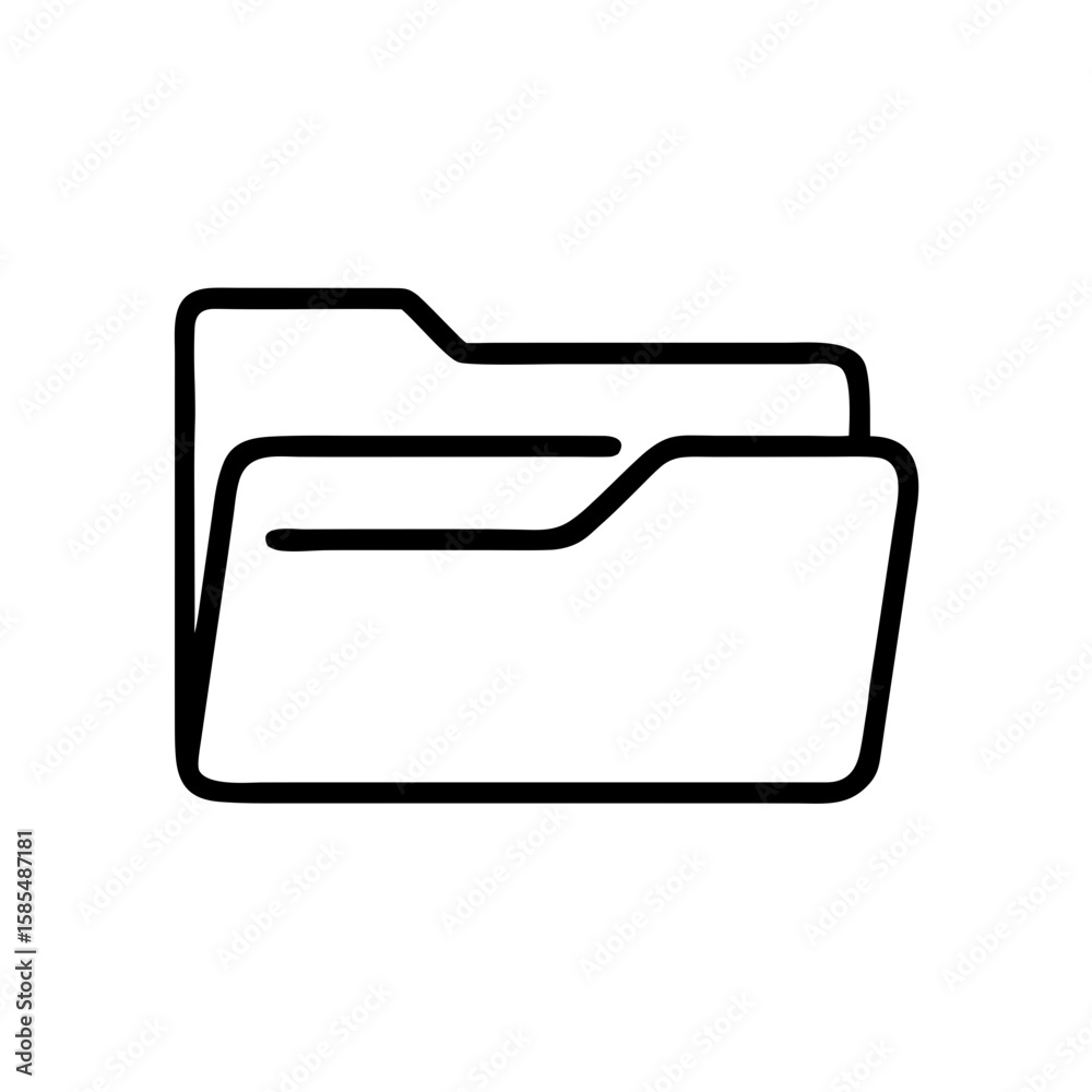 Poster minimal black outline folder icon is ideal for file management websites, digital organization blogs,