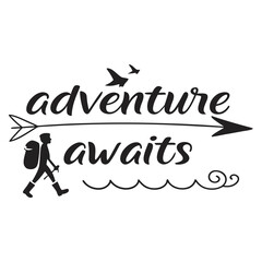 Typography Design – Camping Typography T-shirt Design, Adventure Awaits
