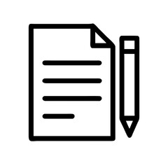 black outline document with a pencil icon is ideal for writing blogs, content creation websites, or digital form applications