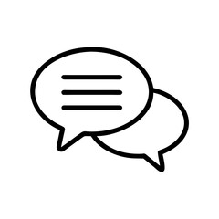  clear black outline chat bubbles icon with text lines is perfect for communication blogs, messaging app interfaces, or feedback sections on websites.