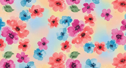 Watercolor Floral Pattern: A Burst of Pastel Blossoms