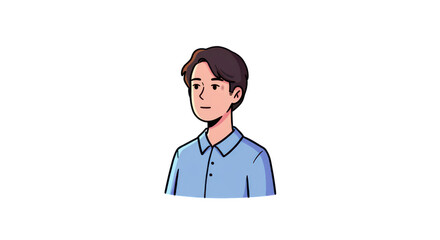 Fototapeta premium Casual Young Man Illustration in Blue Polo Shirt