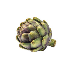 Fresh Artichoke isolated on a transparent background, in a PNG format