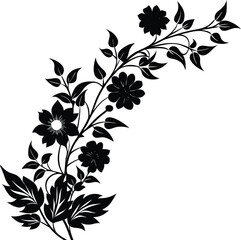 Naturalistic Trailing Flower Silhouette For Corner