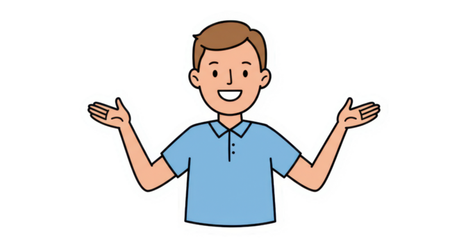 Friendly Cartoon Man Explaining or Welcoming