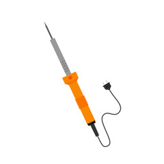 soldering iron flat design vector illustration for Electronic Repair and DIY Projects. station temperature, lead rosin, electric tool desolder soldering iron sign.