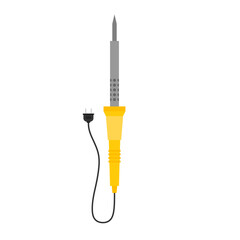 soldering iron flat design vector illustration for Electronic Repair and DIY Projects. station temperature, lead rosin, electric tool desolder soldering iron sign.