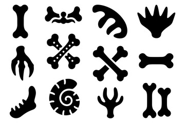 Silhouette collection of dinosaur fossil shapes for kids activities and education