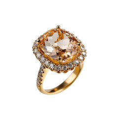 Gold ring jewelry isolated on a transparent background, in a PNG format